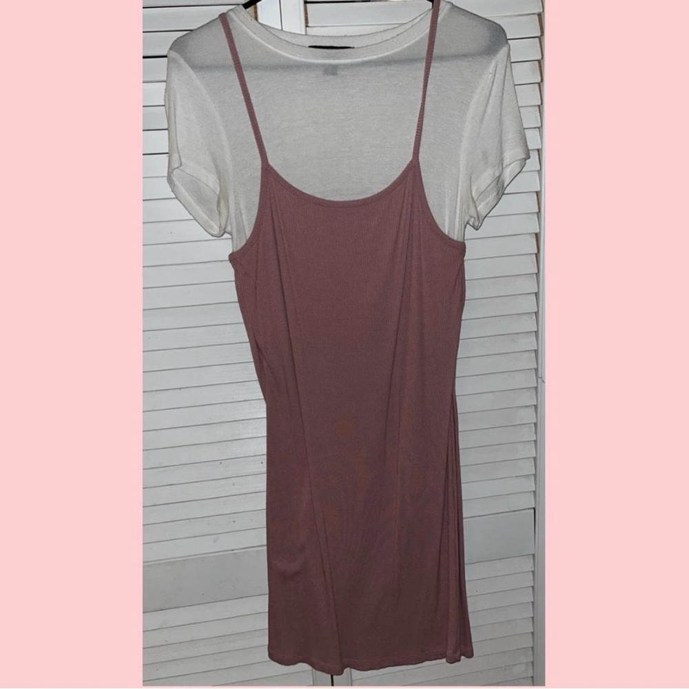 Forever 21 White and Pink Layered Midi Dress